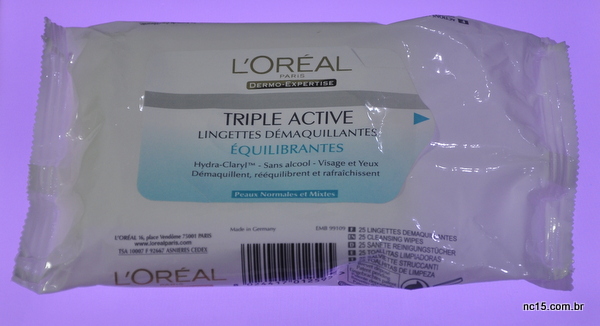 Lenço de demaquilante Triple Active da L'Oréal