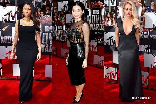 Nicki Minaj, Jenna Dewan e Rita Ora. Todas de preto na festa da MTV