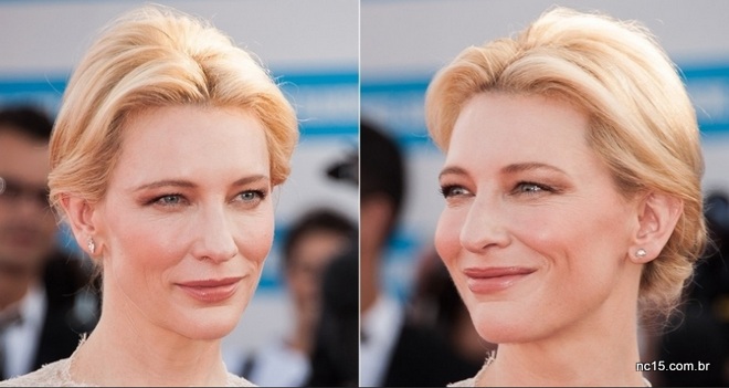 Cate Blanchett é linda de todo jeito, mas com esta make natural, incluindo a boca num tom rosa nude e sombra dourada com bronze para acompanhar este tipo de preso que eu amo. Divide o cabelo ao meio, dá uma desfiada atras para ficar esse "cucuruto", depois enrola cada lado e prende.